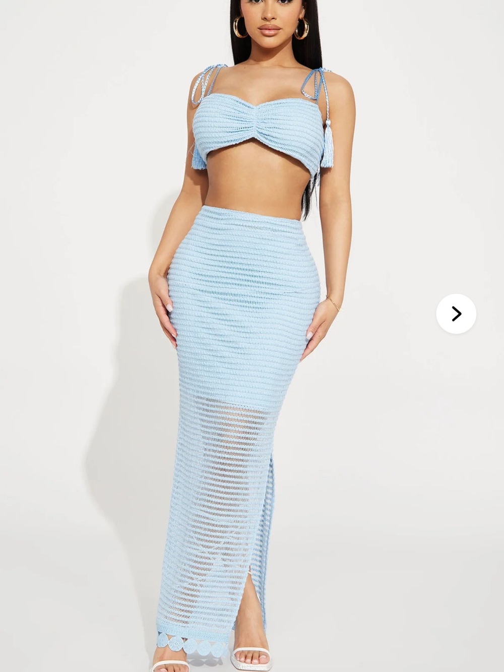 Light Blue Crochet Maxi Skirt - Women
